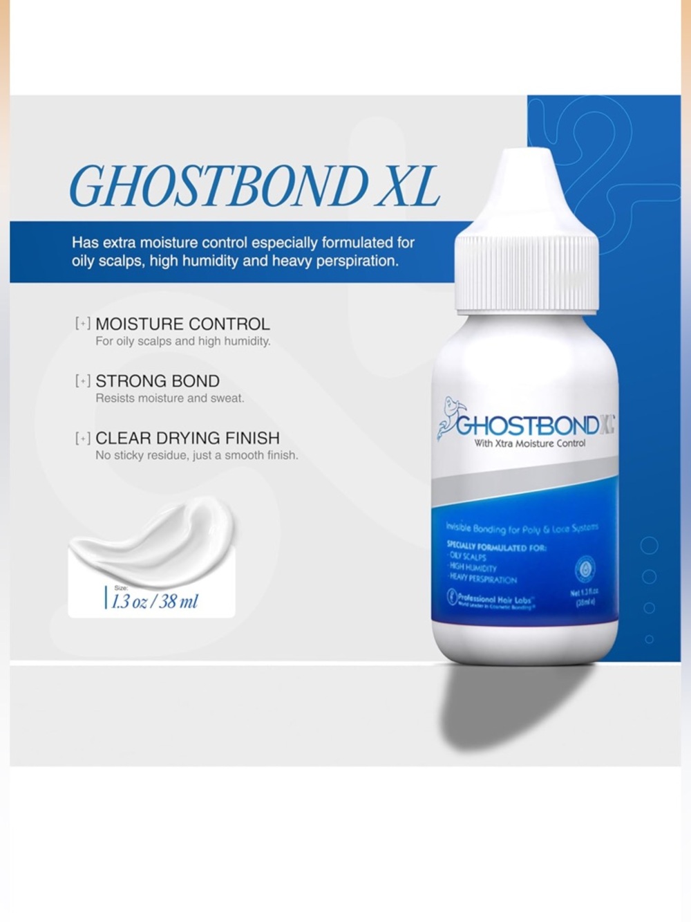 GhostBond XL-Hair Replacement Adhesive 1.3oz- Invisible Wig Bonding Glue